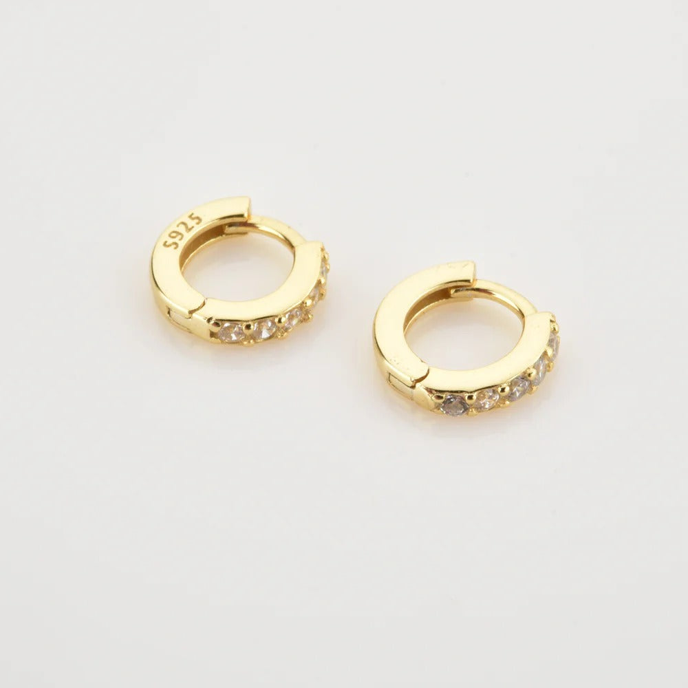 Delicate Pave Hoop Earrings S925